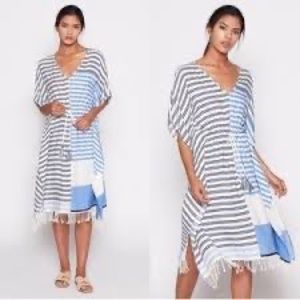 NWT Joie Striped Blue/White Drawstring Coverup/Dress/Kaftan.  Size L